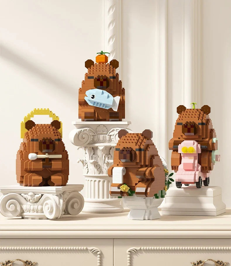 Lovely Cartoon Animals Nanobricks Capybara Micro Diamond Block Construction Model Building Bricks Educational Toys For Kids Gift