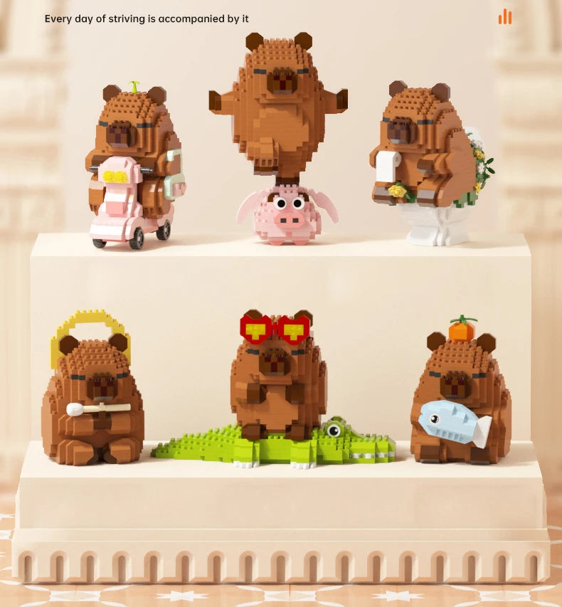 Lovely Cartoon Animals Nanobricks Capybara Micro Diamond Block Construction Model Building Bricks Educational Toys For Kids Gift