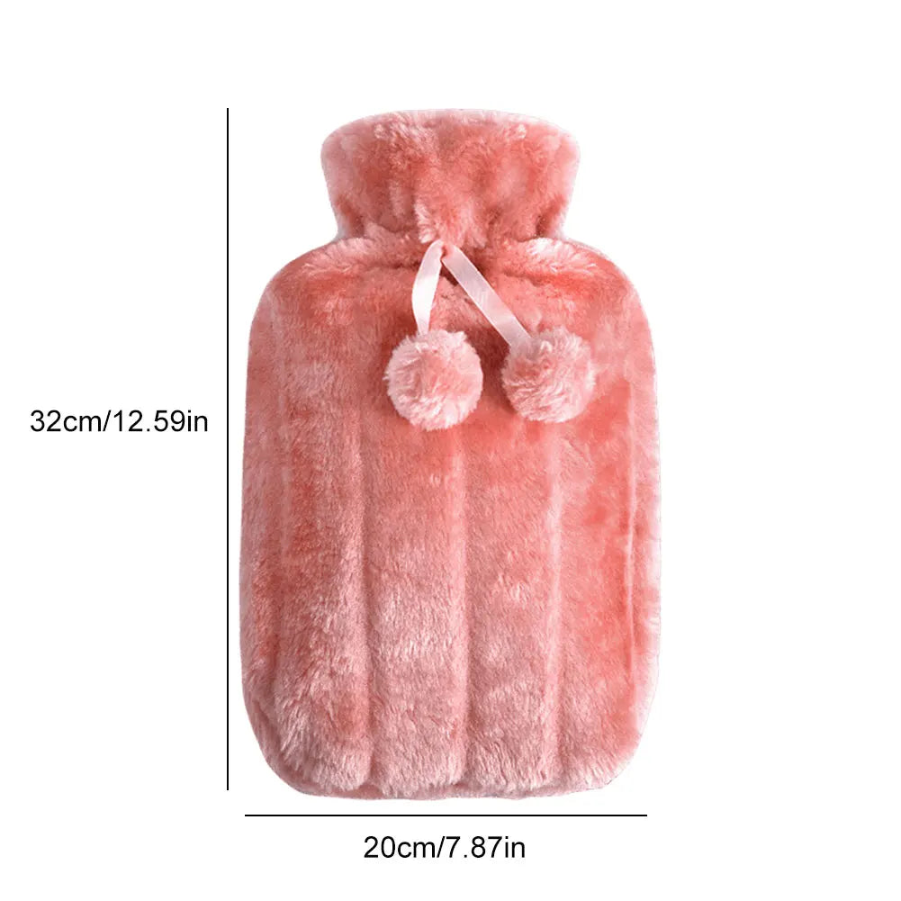 Insulating Hot Water Bags & Plush Cover Hot Water Bottle Winter Reusable Hand Warmers Water Bag Cover Long Lasting Feet Warmer