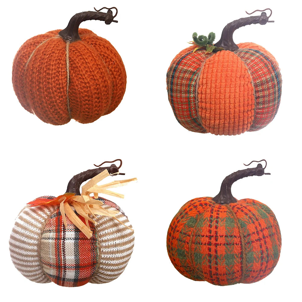 Faux Fall Decorative Crochet Pumpkins For Rustic Farmhouse Thanksgiving Harvest Halloween Table Centerpiece Mantel Kitchen Decor