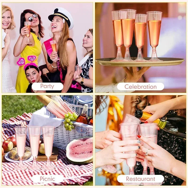 10/20/30pcs Disposable Cups Clear Plastic Champagne Flutes Bar Cups Toasting Glasses for Weddings Party Cocktail Cups,150ml