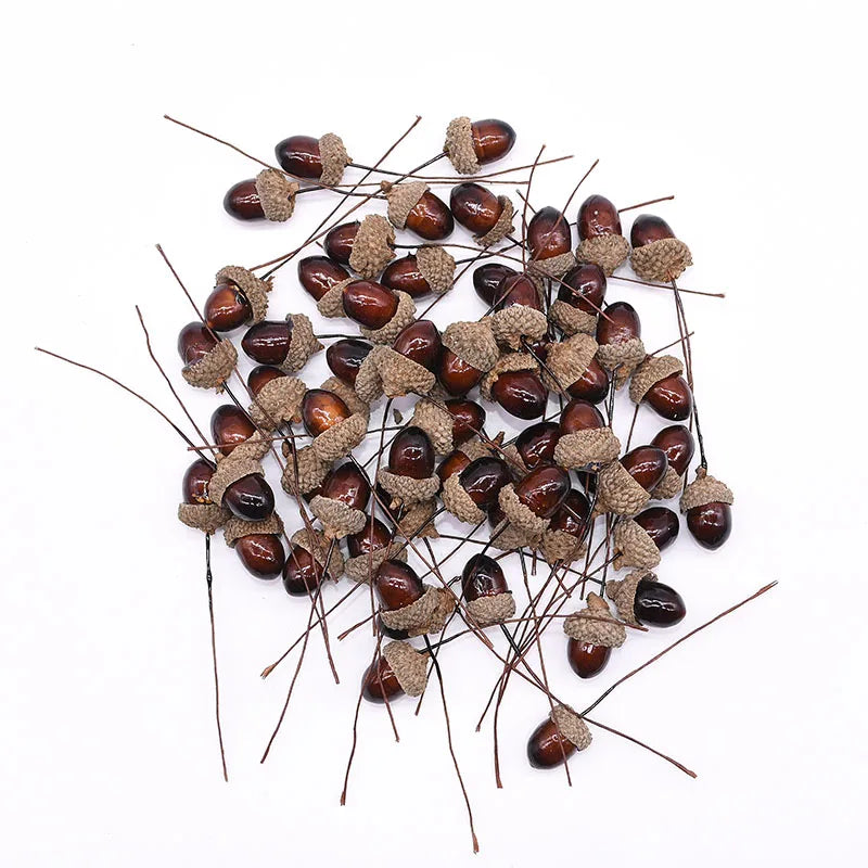 12/24pcs Artificial Mini Pine Cone Foam Fake Nuts Acorns Berry DIY Handmade Flower Bouquet Wedding Xmas Autumn Decoration Wreath