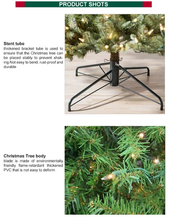Christmas Tree 6 Ft Green Thick and Dense Pine Needle PVC Artifical Christmas Tree with Metal Stand