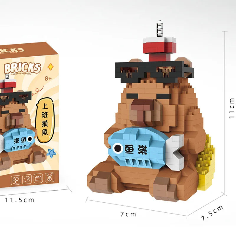 Capybara Small Building Block Animations and Cartoon Assembly Action Models To Decorate Car Toys As Surprise Gifts for Friends