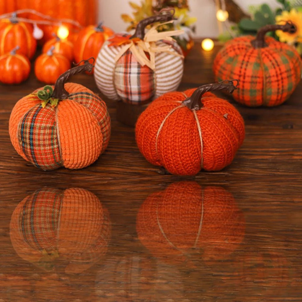 1 Pcs Handmade Autumn Fabric Pumpkin Decor Thanksgiving Artificial Pumpkins Autumn Ornament Hallowee Fall Home Table Decoration