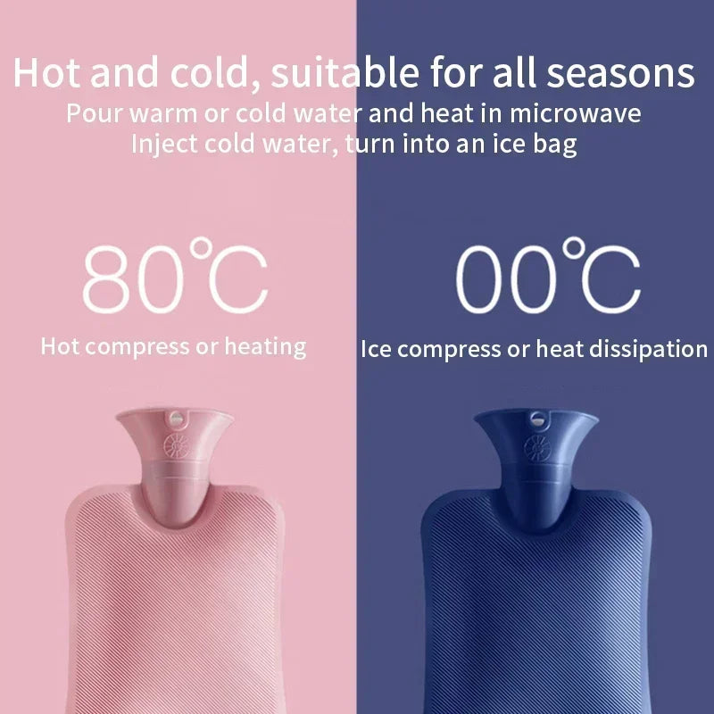 1000ML Hand WarmerHot Water Bag Removable Hot Water Bottles Reusable Hand Warmer with Cloth Cover Explosion-Proof Girl Winter