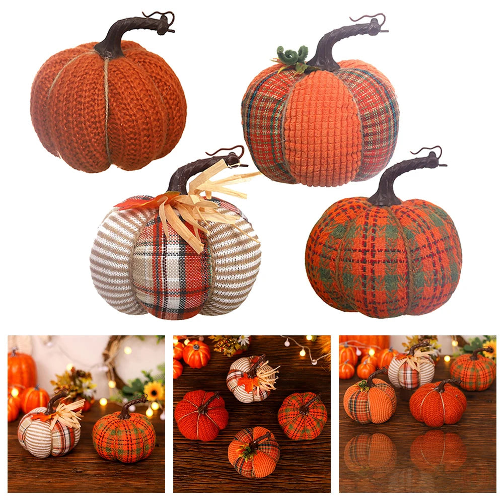 1 Pcs Handmade Autumn Fabric Pumpkin Decor Thanksgiving Artificial Pumpkins Autumn Ornament Hallowee Fall Home Table Decoration