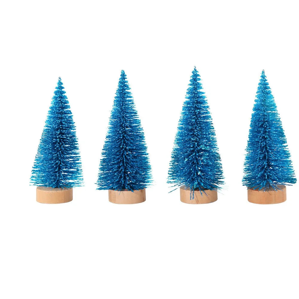 4pcs 10CM Mini Christmas Tree Plastic Gradient Christmas Small Cedar Colorful Lifelike Artificial Xmas Pine Tree Party Favors