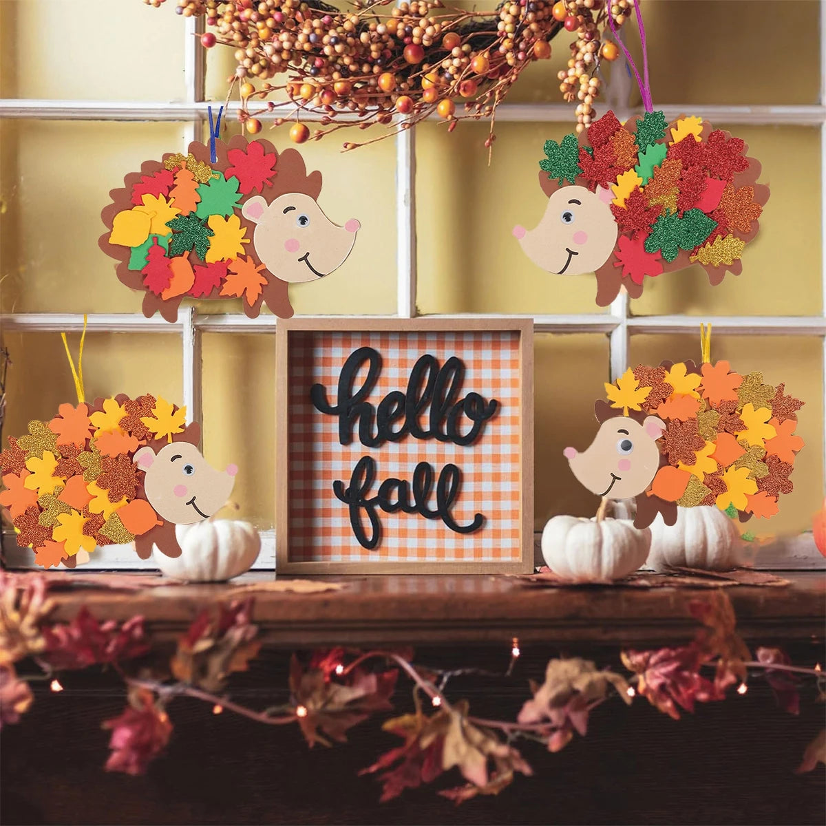 Felt Maple Leaf Hedgehog DIY Pendant Birthday Party Decorations Kids Favors Gift Cartoon Hedgehog Craft Set Baby Shower Supplies