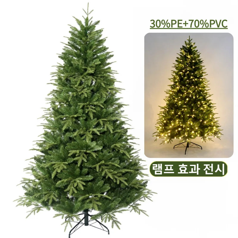 Artificial Christmas Tree PE&PVC Encryption with Lights Large Green Christmas Tree 120CM-240CM Family Christmas Party Decoration