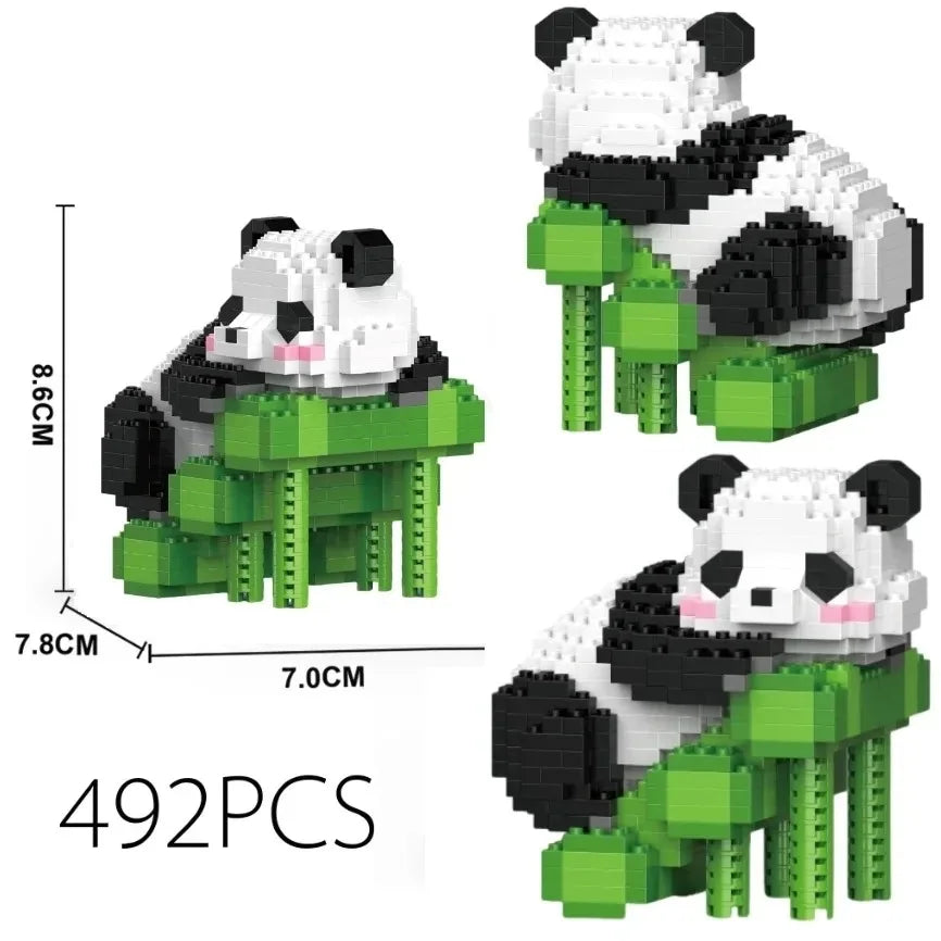 Creative Mini Cute Panda Micro Building Blocks 3D Diamond Model Animals Bricks DIY City Construction Toys for Children Kids Gift