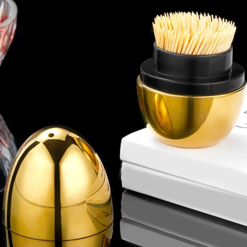 Eggs Shaped Toothpick Holder 304 Stainless Steel Toothpicks Storage Container Restaurant Toothpick Dispenser Box D2RD