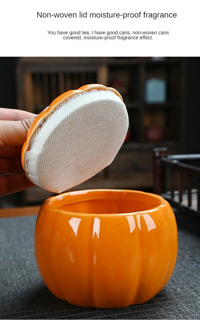 Simulated Pumpkin Tea Jar Ceramic Candy Jar Everything Goes Smoothly Wedding Seal Happy Candy Jar Home Decoration Ornament Gift