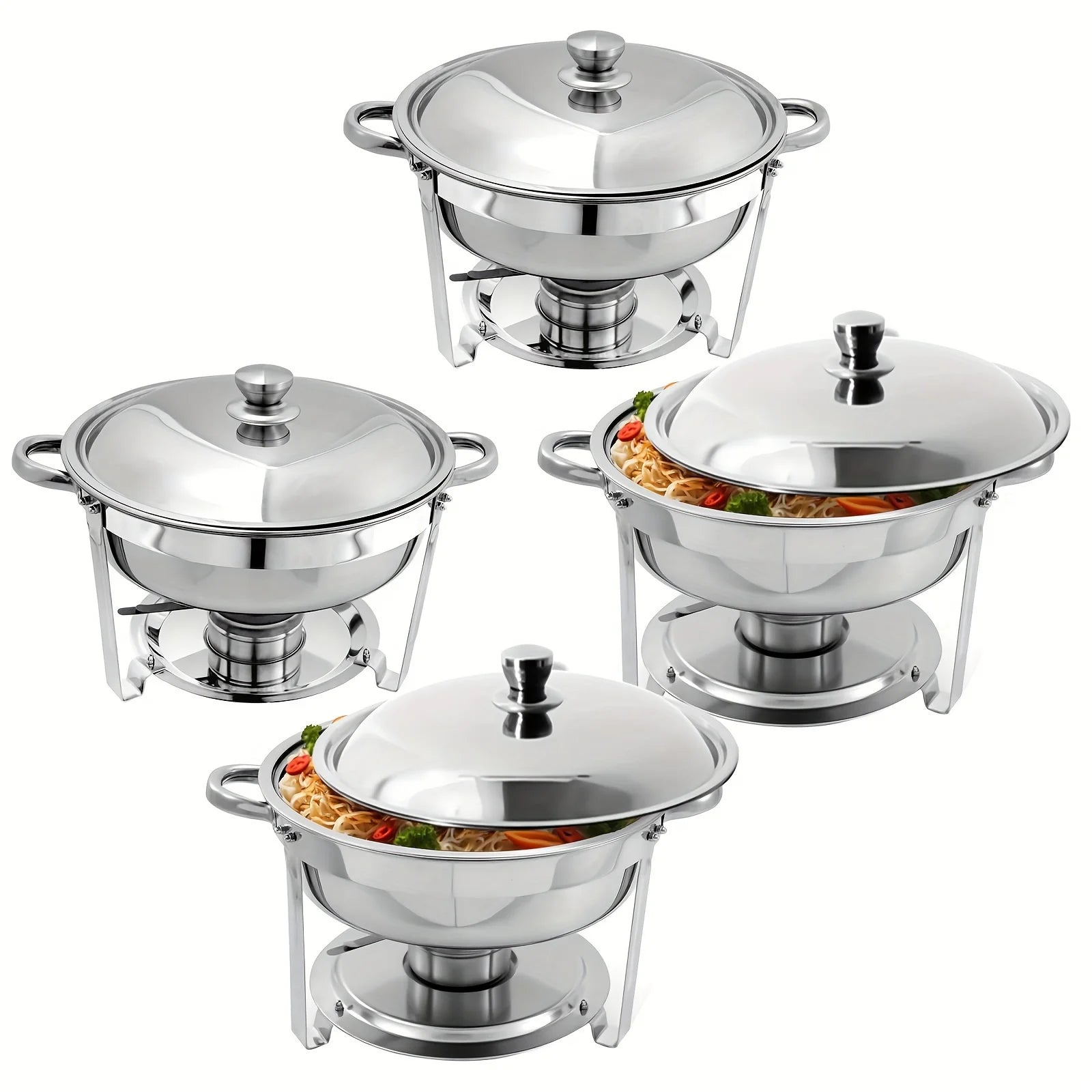 1/2/4/6/8 Packs 5-Qt Stainless Steel Chafing Dish Buffet Set Food Water Trays Buffet Warmers erving Utensils for Dinner Parties