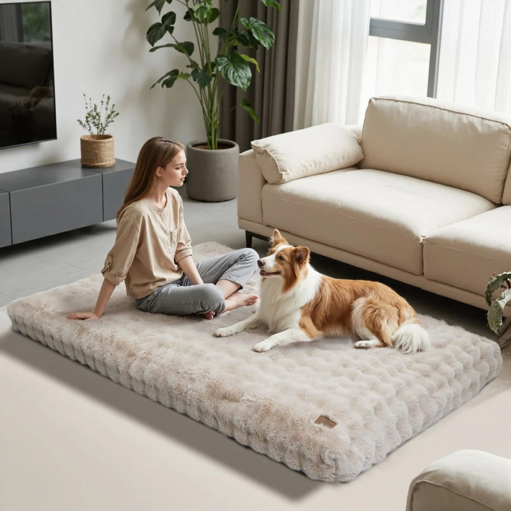 Ultra Plush Dog Bed Soft Pet Cushion Large Dog Crate Puppy Mattress Washable Mat