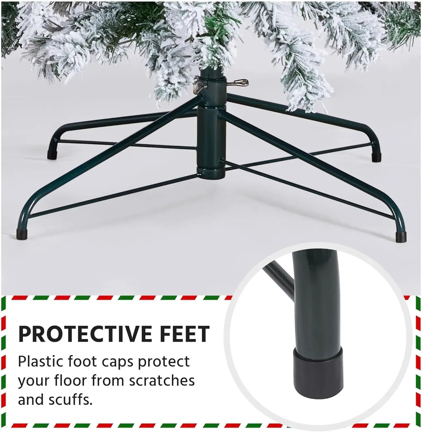 10ft Artificial Christmas Tree , Snow Flocked Full Prelighted Xmas Tree with 2084 Branch Tips, 900 Incandescent Lights