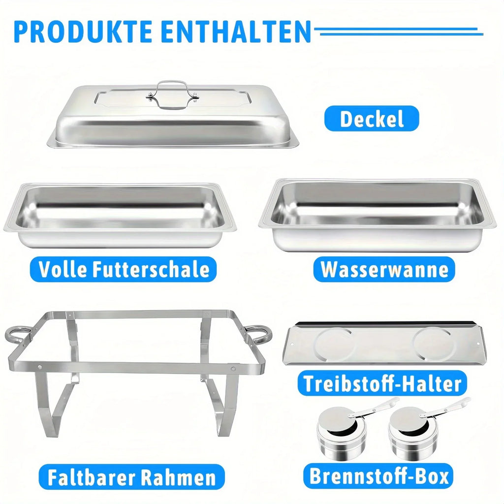 4 Pack 8QT Chafing Dish Buffet Set Stainless Steel Food Warmer Chafer Complete  Chafing Fuel Holder for Party Catering,