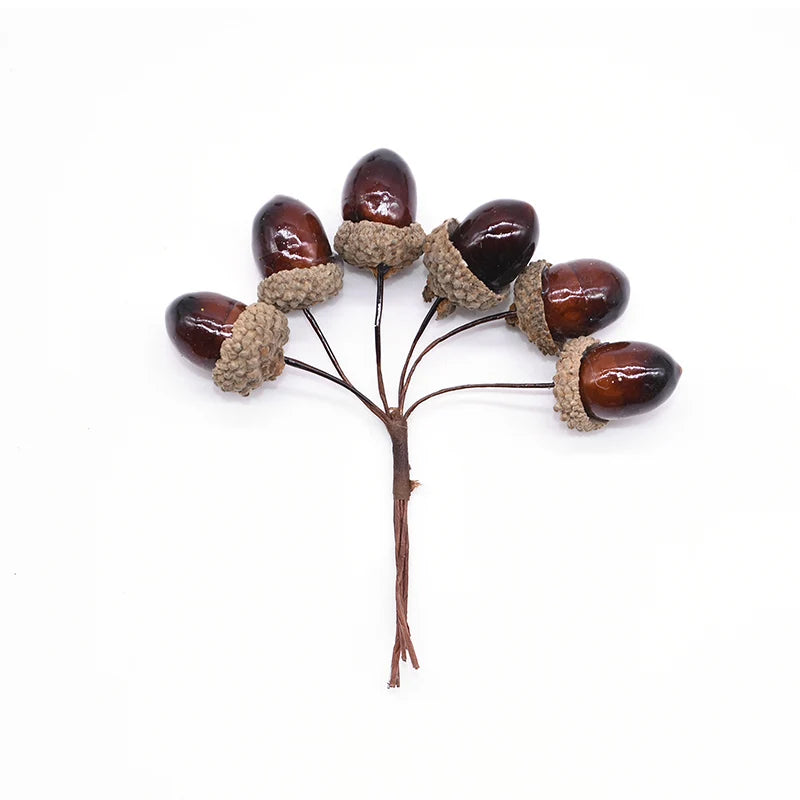 12/24pcs Artificial Mini Pine Cone Foam Fake Nuts Acorns Berry DIY Handmade Flower Bouquet Wedding Xmas Autumn Decoration Wreath