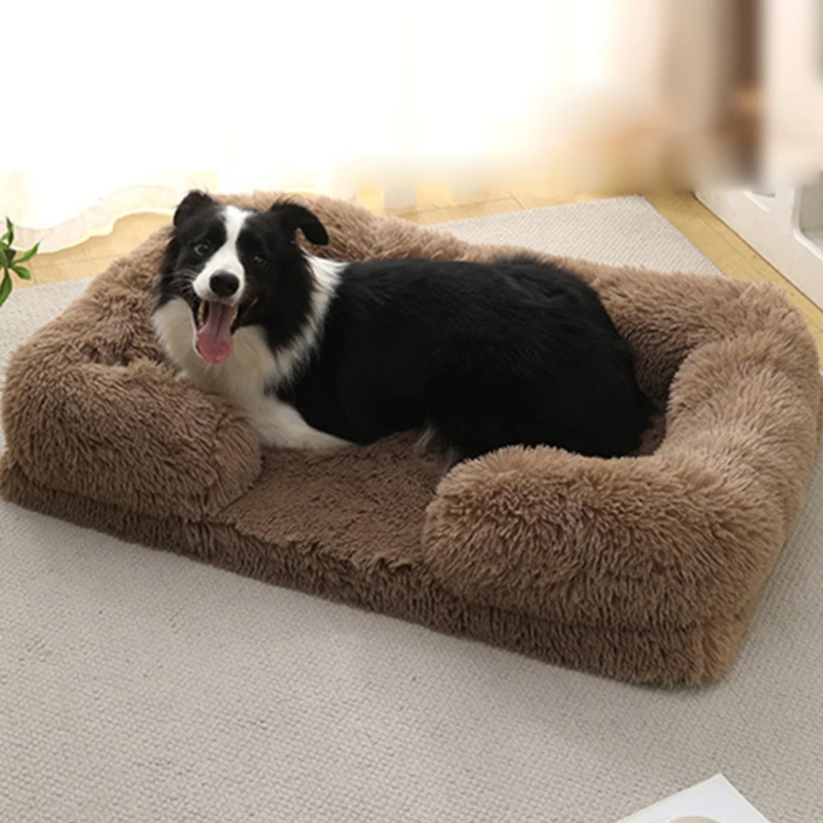 Square Dog Bed Plush Pet Bed Winter Thickened Pad House for Dogs Bed Cat Sofa for Flyffy Dogs Sleeping Bed Sofa Removable Mat