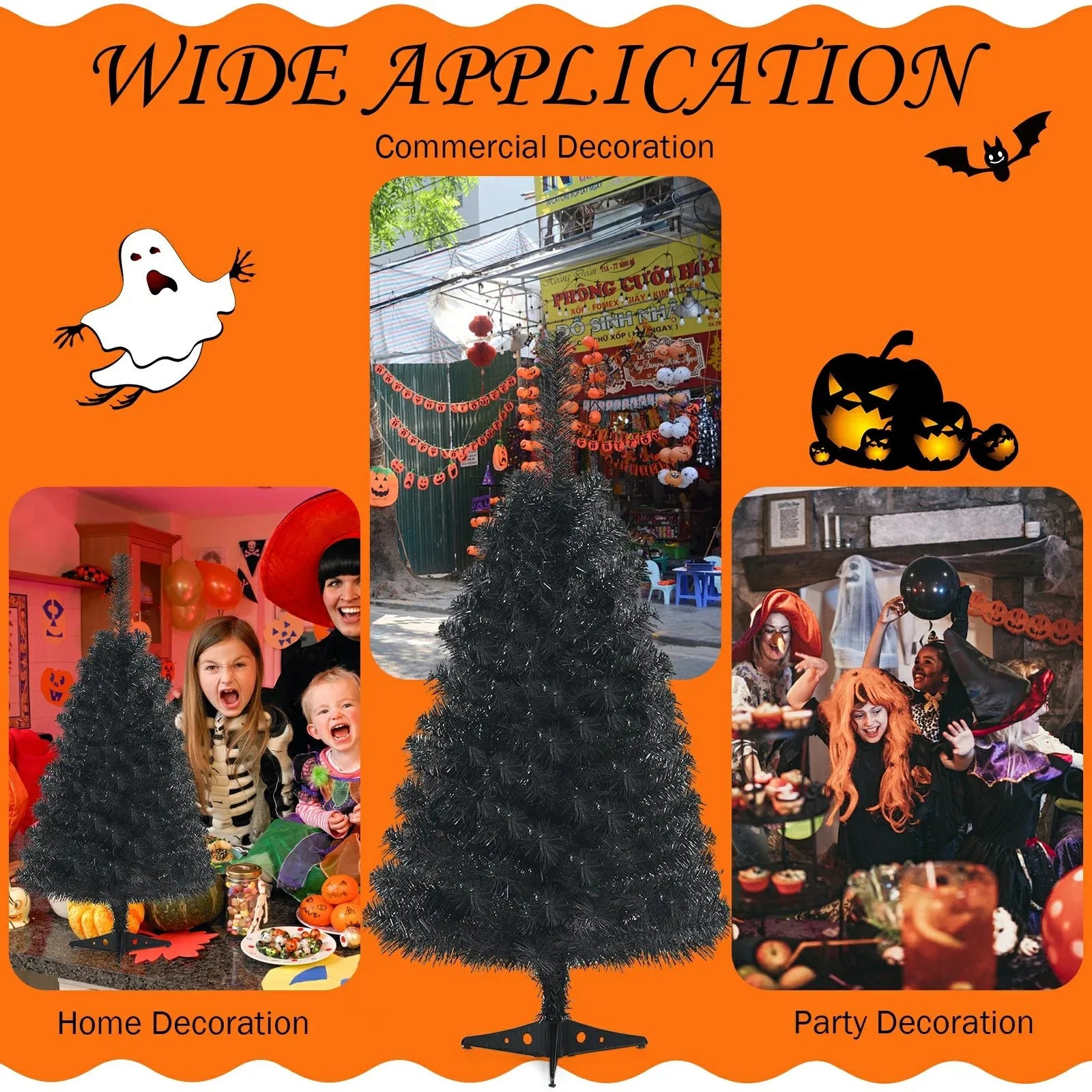 Black Tree For Christmas Decoration Ornaments Crafts Home Decoration Accessories Assembly Shelf Santa Decor Figurines Desk Decor