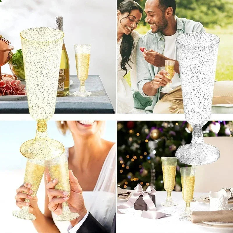 10/20/30pcs Disposable Cups Clear Plastic Champagne Flutes Bar Cups Toasting Glasses for Weddings Party Cocktail Cups,150ml
