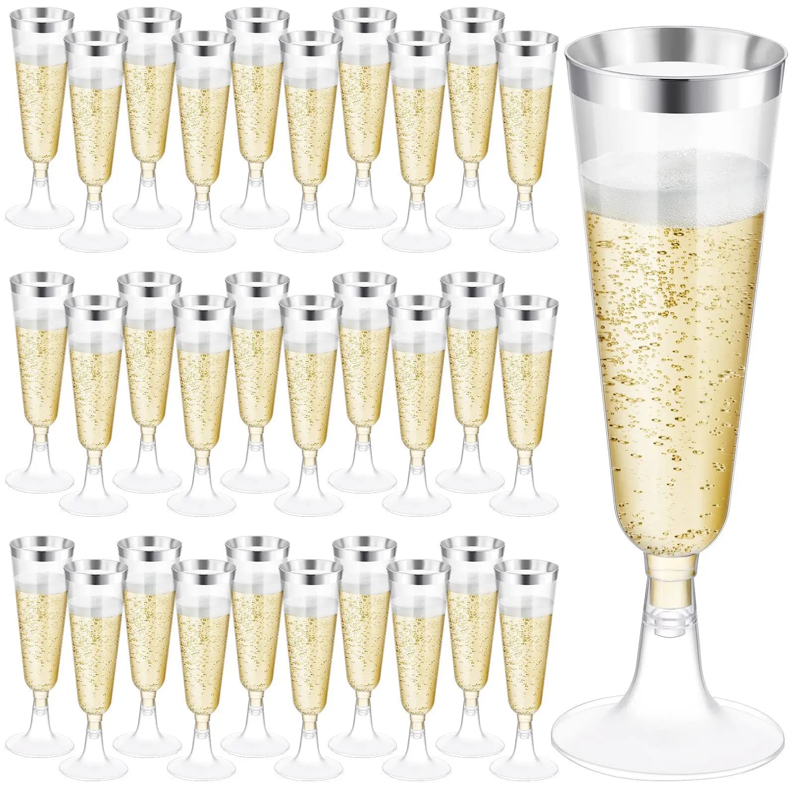 10/20/30pcs Disposable Cups Clear Plastic Champagne Flutes Bar Cups Toasting Glasses for Weddings Party Cocktail Cups,150ml