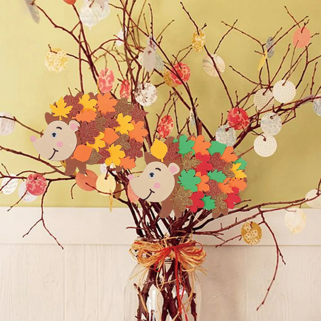 Felt Maple Leaf Hedgehog DIY Pendant Birthday Party Decorations Kids Favors Gift Cartoon Hedgehog Craft Set Baby Shower Supplies