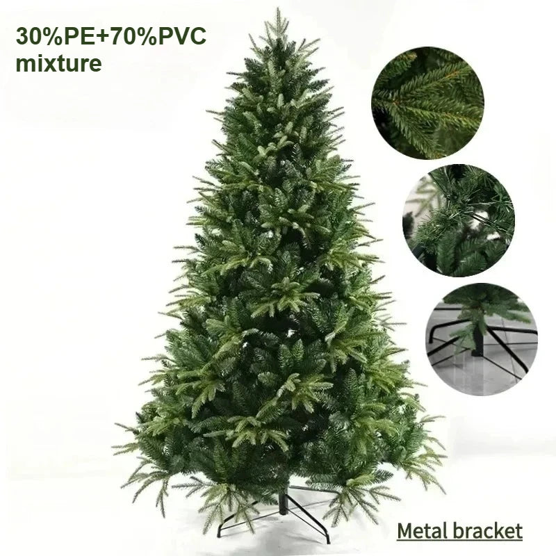 Artificial Christmas Tree PE+PVC Encryption LED Lights Large Christmas Tree 1.2m-1.8m Family Christmas New Year party Decoration