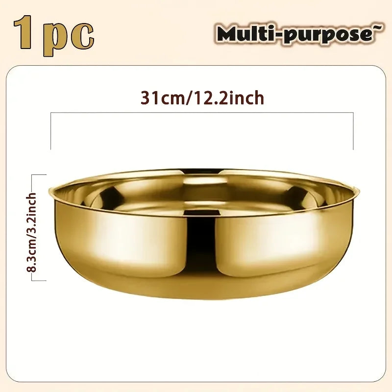 Stainless Steel Large Capacity Bowl, Suitable for Mixing Dough, Cleaning Vegetables, Stirring Salads, Easy To Clean