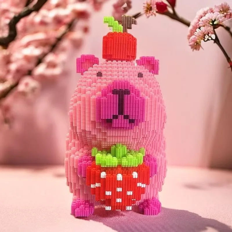 Cute Capibala Couple Building Blocks Toy Small Particle Bricks Children's Building Blocks Toy Boys and Girls Birthday Gifts