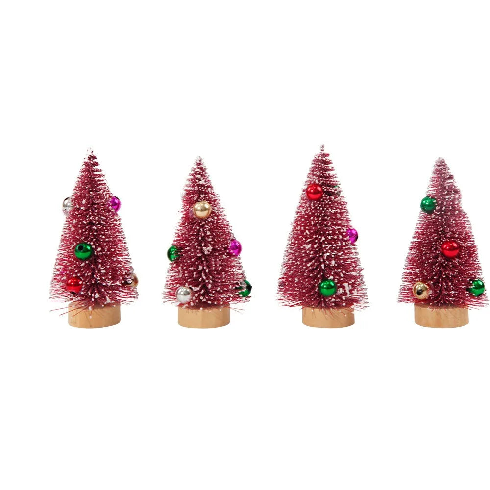 4pcs 10CM Mini Christmas Tree Plastic Gradient Christmas Small Cedar Colorful Lifelike Artificial Xmas Pine Tree Party Favors