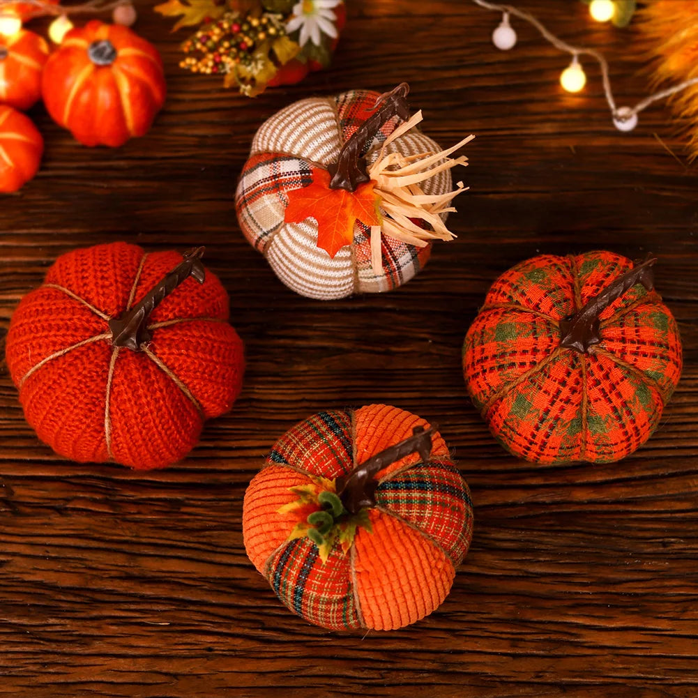 1 Pcs Handmade Autumn Fabric Pumpkin Decor Thanksgiving Artificial Pumpkins Autumn Ornament Hallowee Fall Home Table Decoration