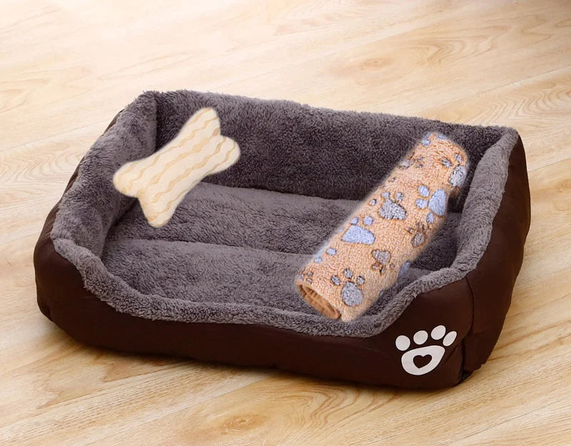 Pet Cat Dog Bed Cozy Square Plush Kennel Puppy Sofa Bed Cushion Pet Product Accessories For Small Medium Animal Doghouse