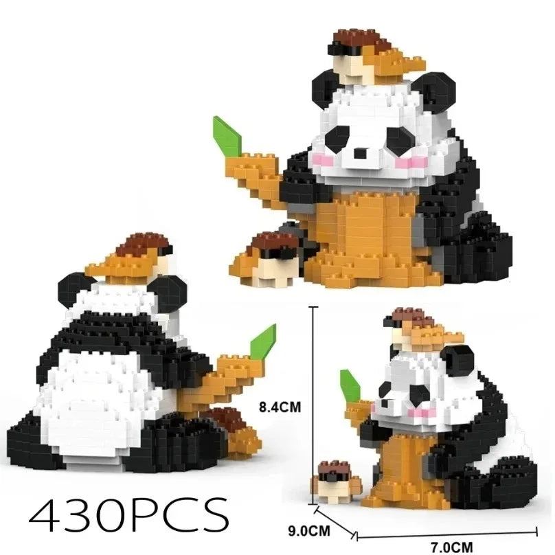 Creative Mini Cute Panda Micro Building Blocks 3D Diamond Model Animals Bricks DIY City Construction Toys for Children Kids Gift