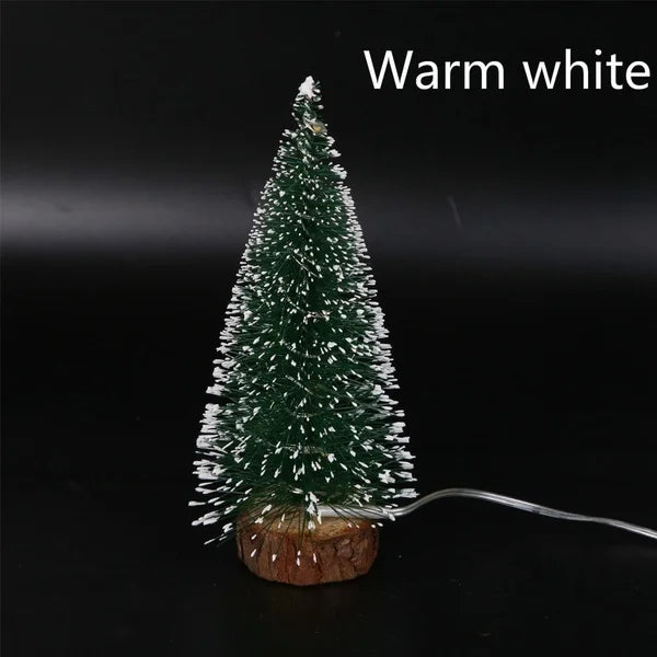 1pc LED Light Mini Artificial Christmas Trees Decorations  Festival Tabletop Miniature Snow Frost Xmas Tree Decor 4Sizes