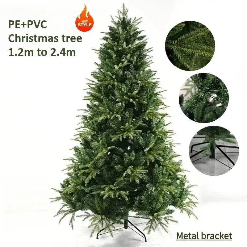 Artificial Christmas Tree PE&PVC Encryption with Lights Large Green Christmas Tree 120CM-240CM Family Christmas Party Decoration