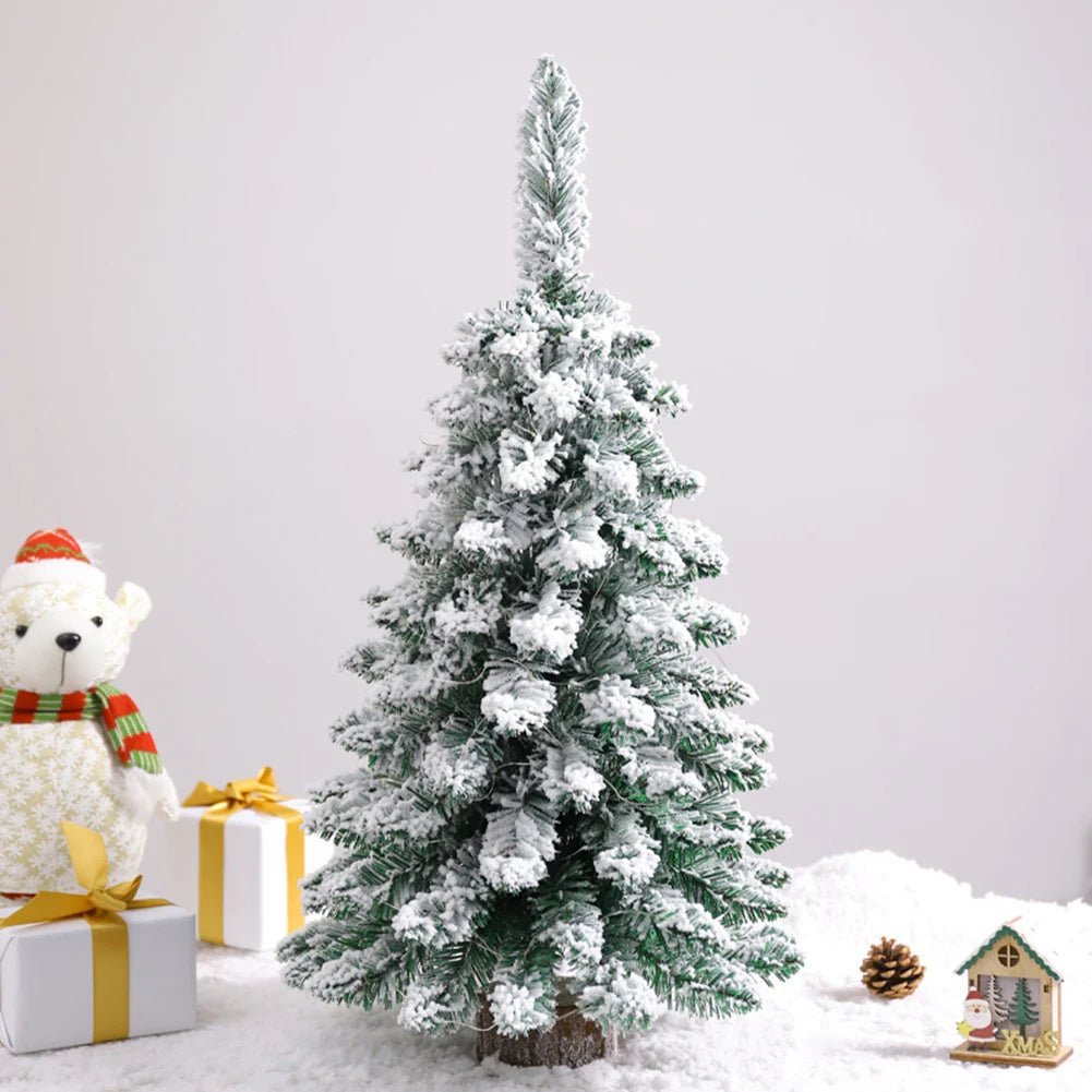 Desktop Christmas Tree Artificial Snow Frost Pine Tree Christmas Ornaments Tree Xmas Flocking Tree Xmas Holiday Festival Decor
