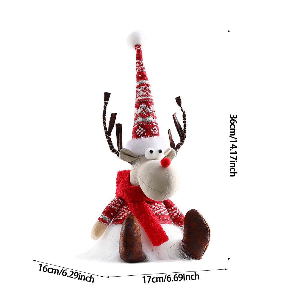 Christmas Elk Decoration Large Standing Handmade Plush Doll with Retractable Spring Legs for Christmas Tree Ornaments New Year