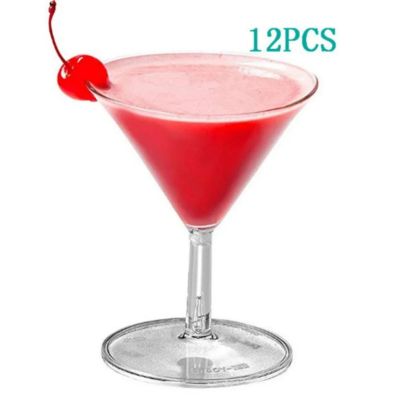 12pcs/set Plastic Disposable Cup 60ml Martini Glasses Ice Cream Cup Home Christmas Party Cocktail Wine Champagne Standing Cups