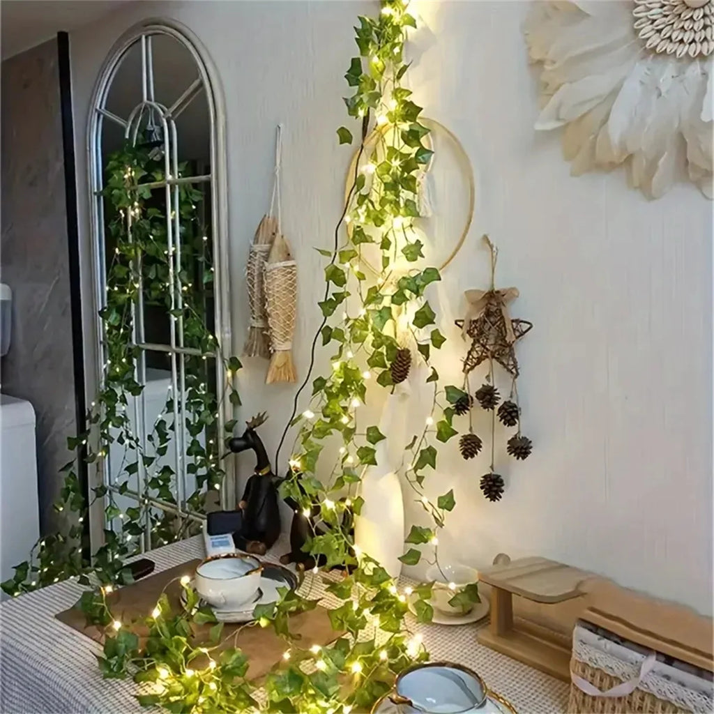 2M 20 LED Green Leaf String Light Garden Lights New Year Decorations String Lamp Wedding Thanksgiving Christmas Decoration