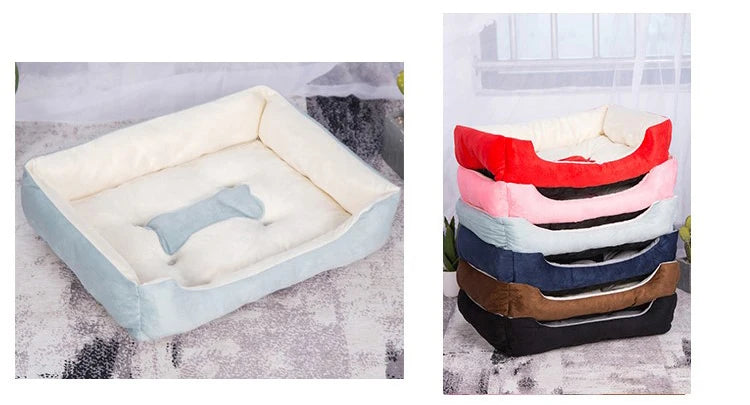 Pet Cat Dog Bed Cozy Square Plush Kennel Puppy Sofa Bed Cushion Pet Product Accessories For Small Medium Animal Doghouse