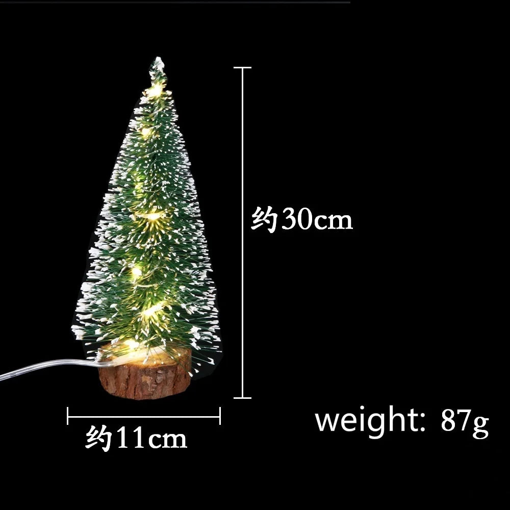 1pc LED Light Mini Artificial Christmas Trees Decorations  Festival Tabletop Miniature Snow Frost Xmas Tree Decor 4Sizes