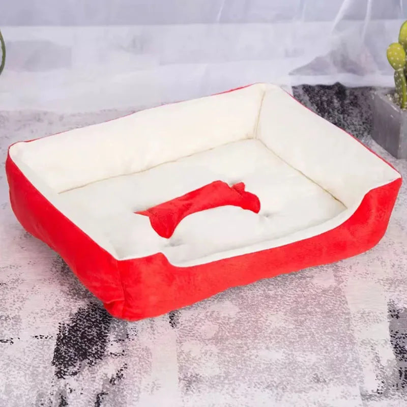 Pet Cat Dog Bed Cozy Square Plush Kennel Puppy Sofa Bed Cushion Pet Product Accessories For Small Medium Animal Doghouse