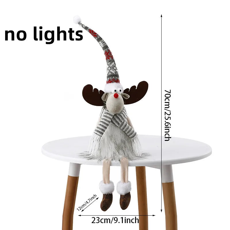 Christmas Elk Decoration Large Standing Handmade Plush Doll with Retractable Spring Legs for Christmas Tree Ornaments New Year