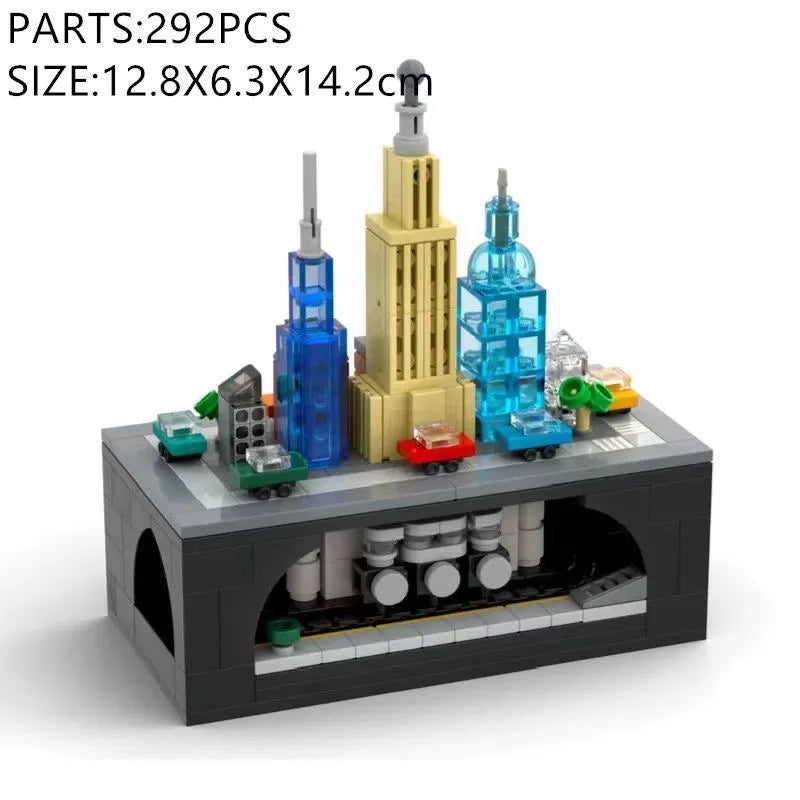 MOC building blocks hand-cranked train track building blocks model train building blocks assembled boys and girls toys ornaments