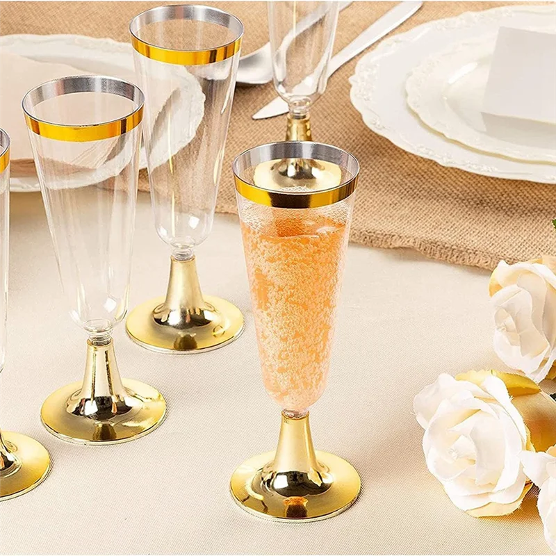 30Piece Plastic Champagne Flutes Reusable Stemmed Wine Glasses Party Wine Cups For Parties