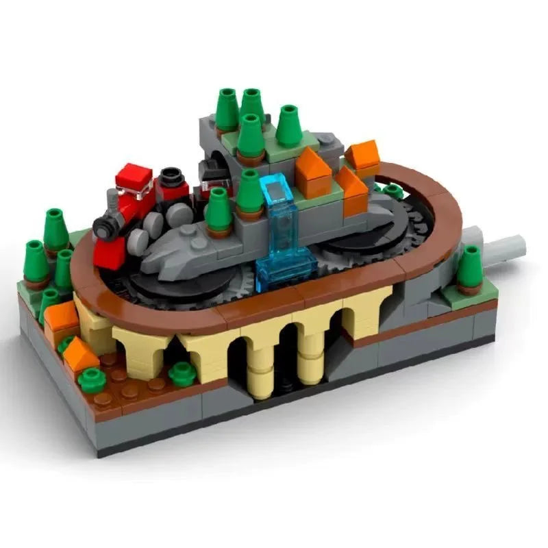 MOC building blocks hand-cranked train track building blocks model train building blocks assembled boys and girls toys ornaments