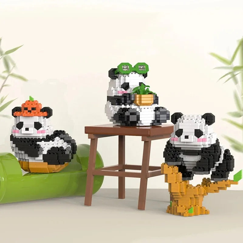 Creative Mini Cute Panda Micro Building Blocks 3D Diamond Model Animals Bricks DIY City Construction Toys for Children Kids Gift