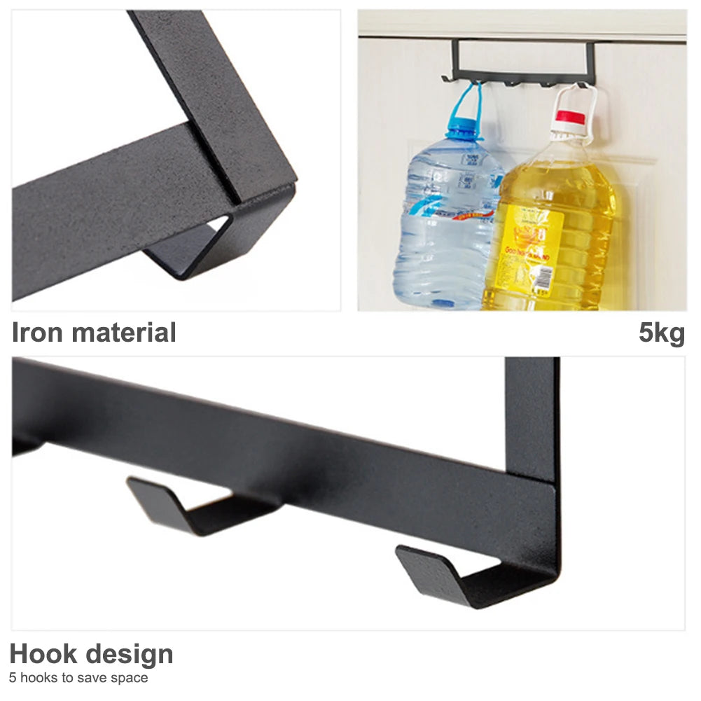 Hooks Over The Door 5 Hooks Home Bathroom Organizer Rack Clothes Coat Hat Towel Hanger New Bathroom Kitchen Accessories Holder
