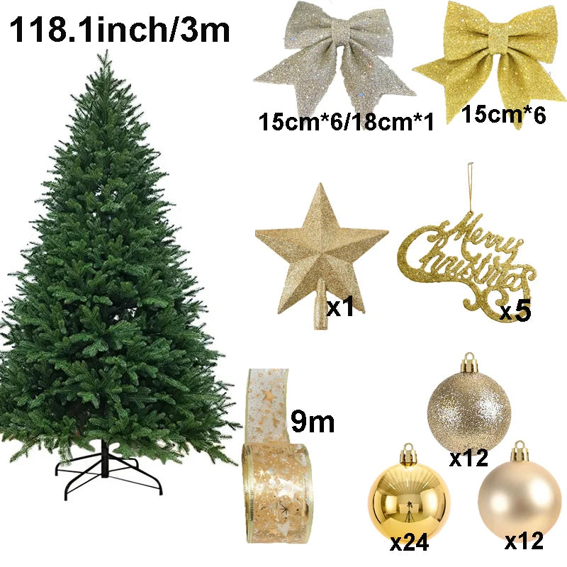 3m Christmas Tree Decoration Set 2.1/2.4 Large DIY Christmas Ornaments For Trees Holiday Party Home Decor Hanging Drop Shipping